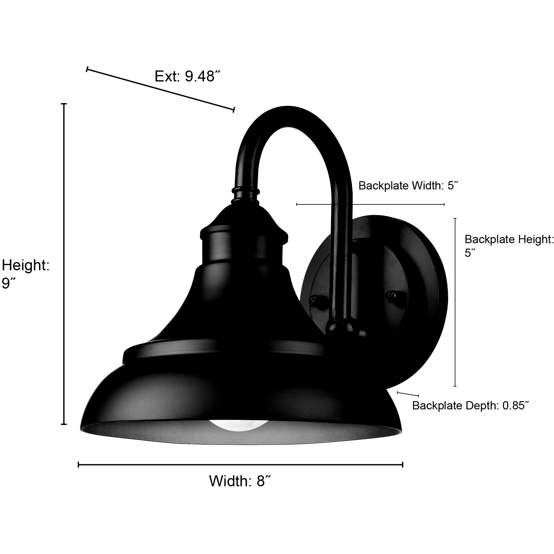 Alvii 1 Light 9.25 inch Powder Coated Black Outdoor Wall Sconce
